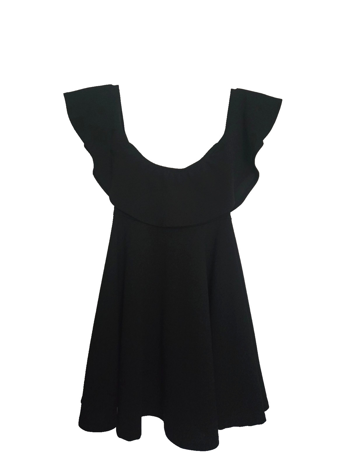 LoveCulture Black Dress Small Scoop Neck Fit & Flare Short Sleeve Flowy Mini S