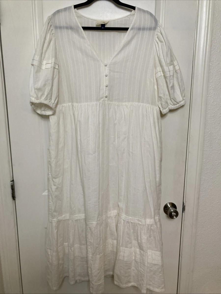 Universal Thread White Tiered Dress Puffed Sleeves Boho Prairie Cottagecore XL