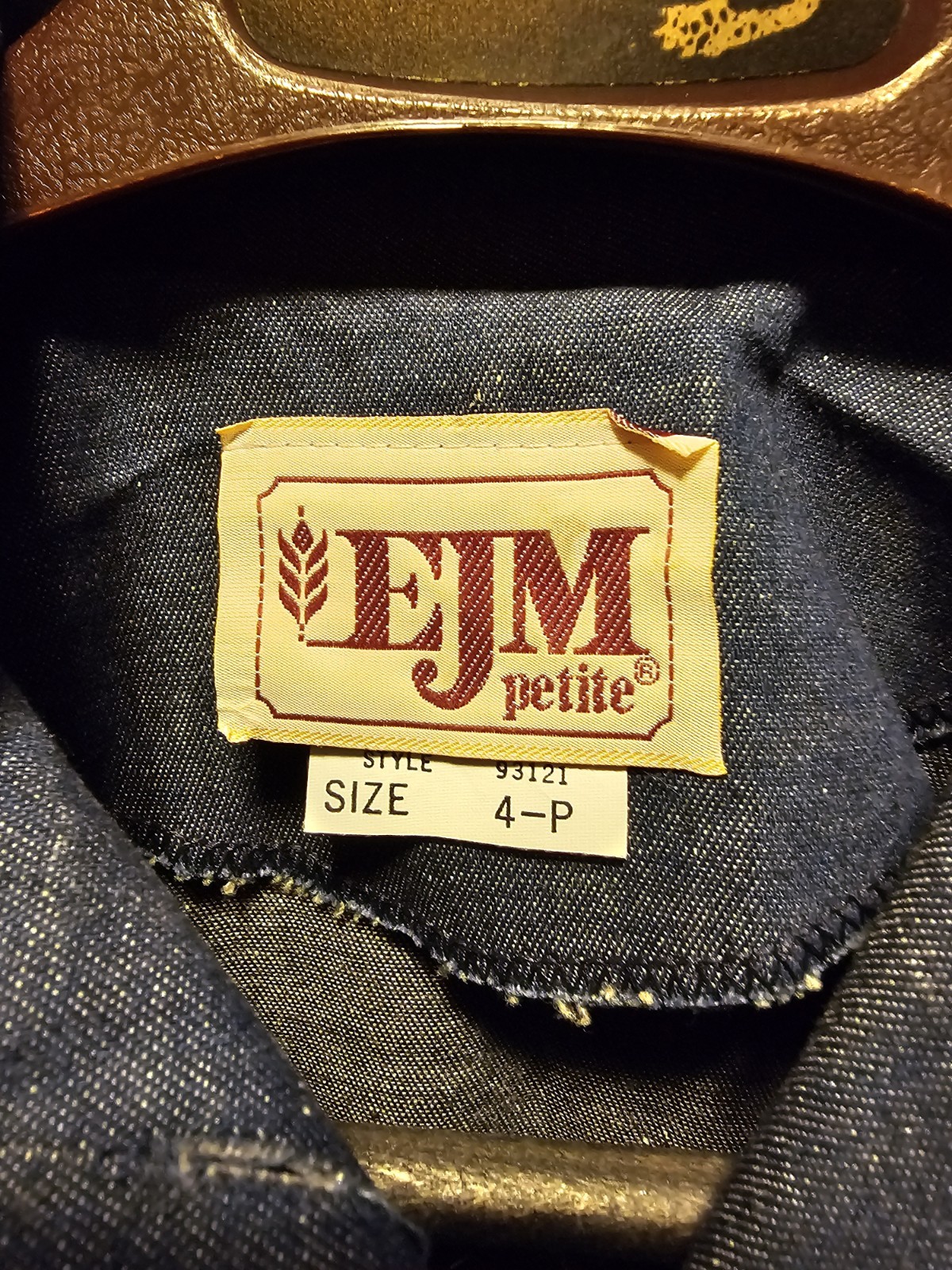 Vintage “EJM Petites” Denim Button Down Collared Dress Size 4, Denim Dress