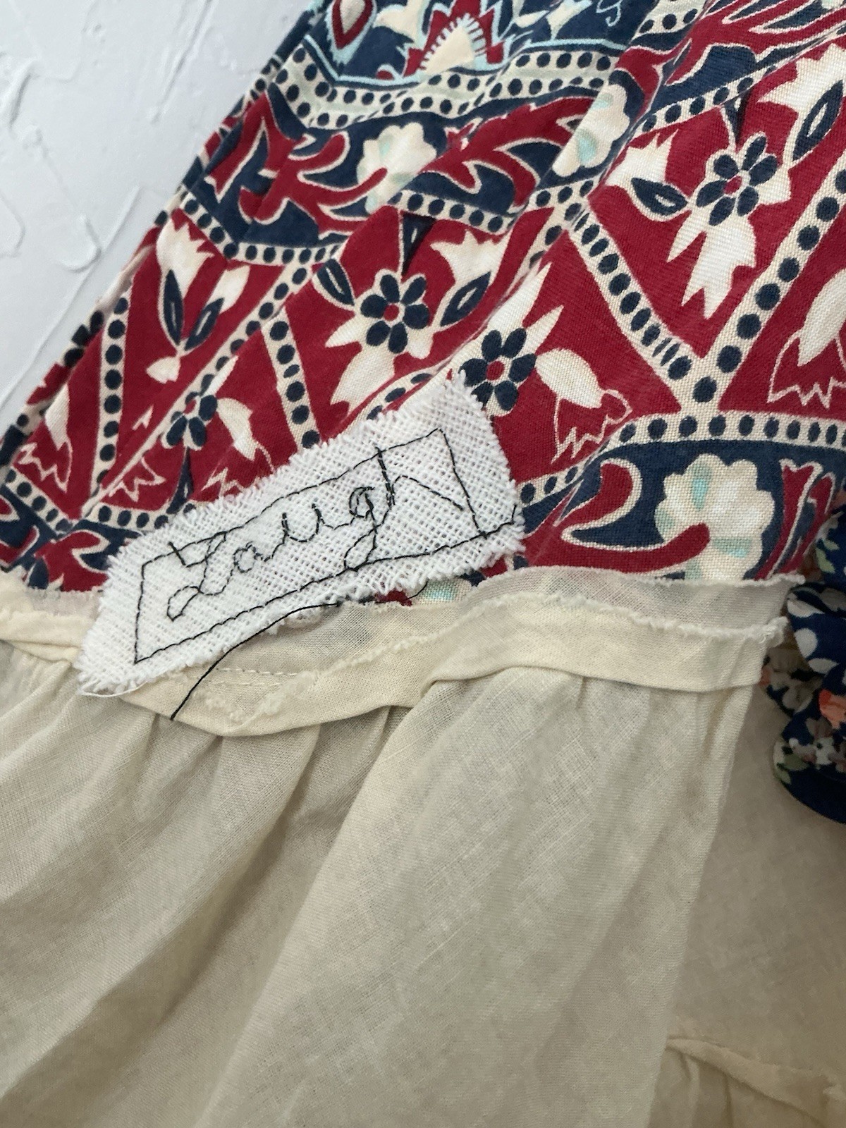 Unbranded Boutique Dress M Patchwork Ruffled Shift Mini Boho Cottagecore NWOT