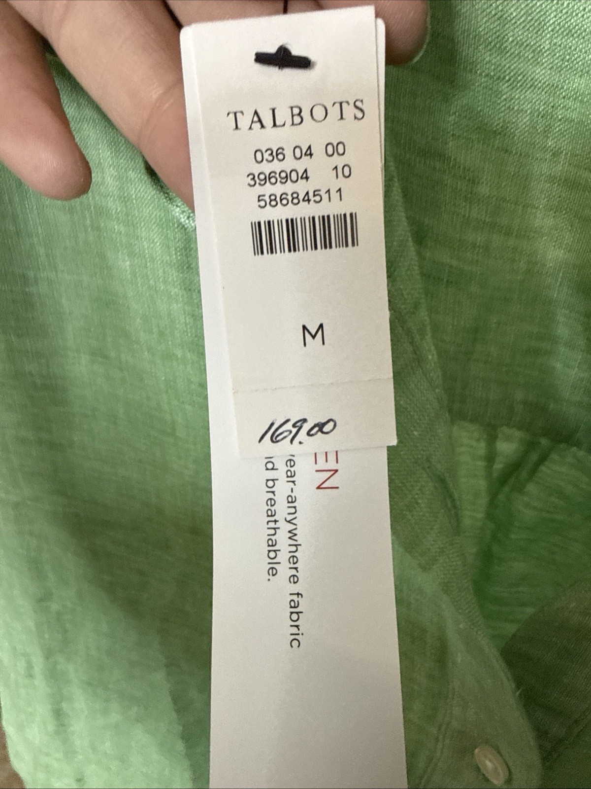 Talbots Linen Bouquet Green Button Down Shirt Dress Quiet Luxury Minimalist