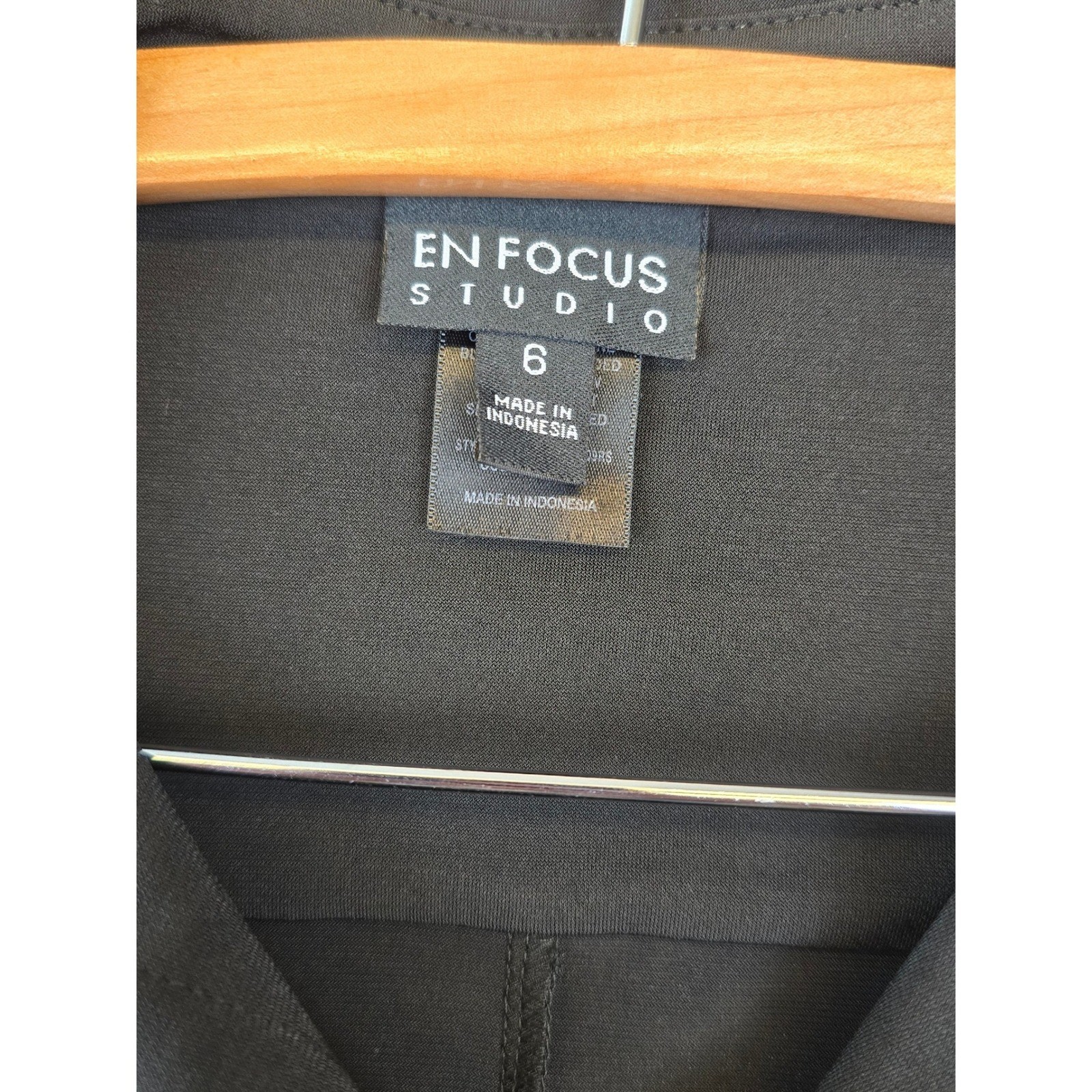 En Focus Studio Shirt Dress Womens 6 Black Short Sleeve Belted Safari -Excellent