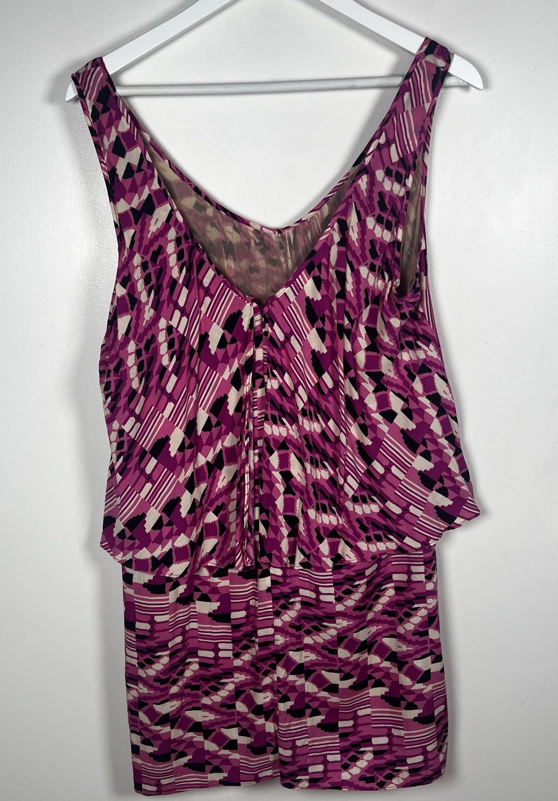 PLENTY By Tracy Reese Pink Fly Away Tiered Lined V-Neck Dress Size Medium NEW
