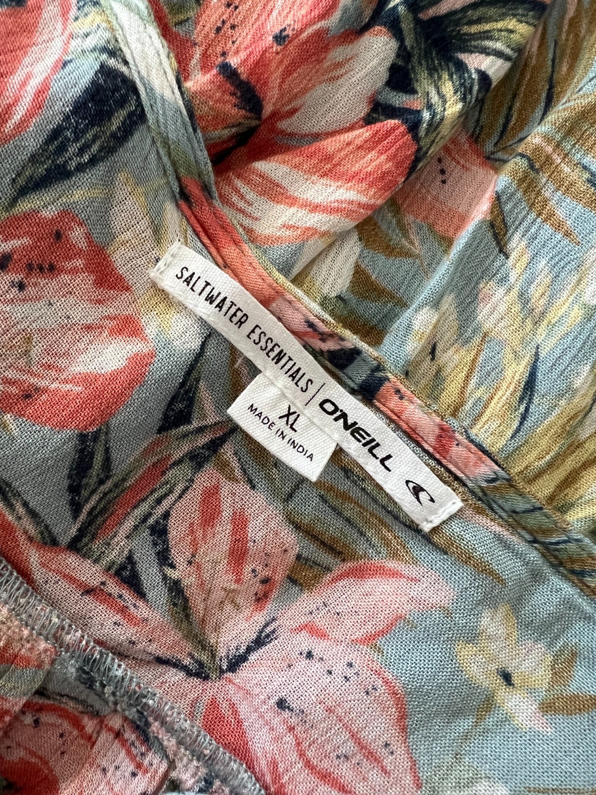 Oneill baby doll tropical floral summer sun dress XL beach resort flowy ruffle