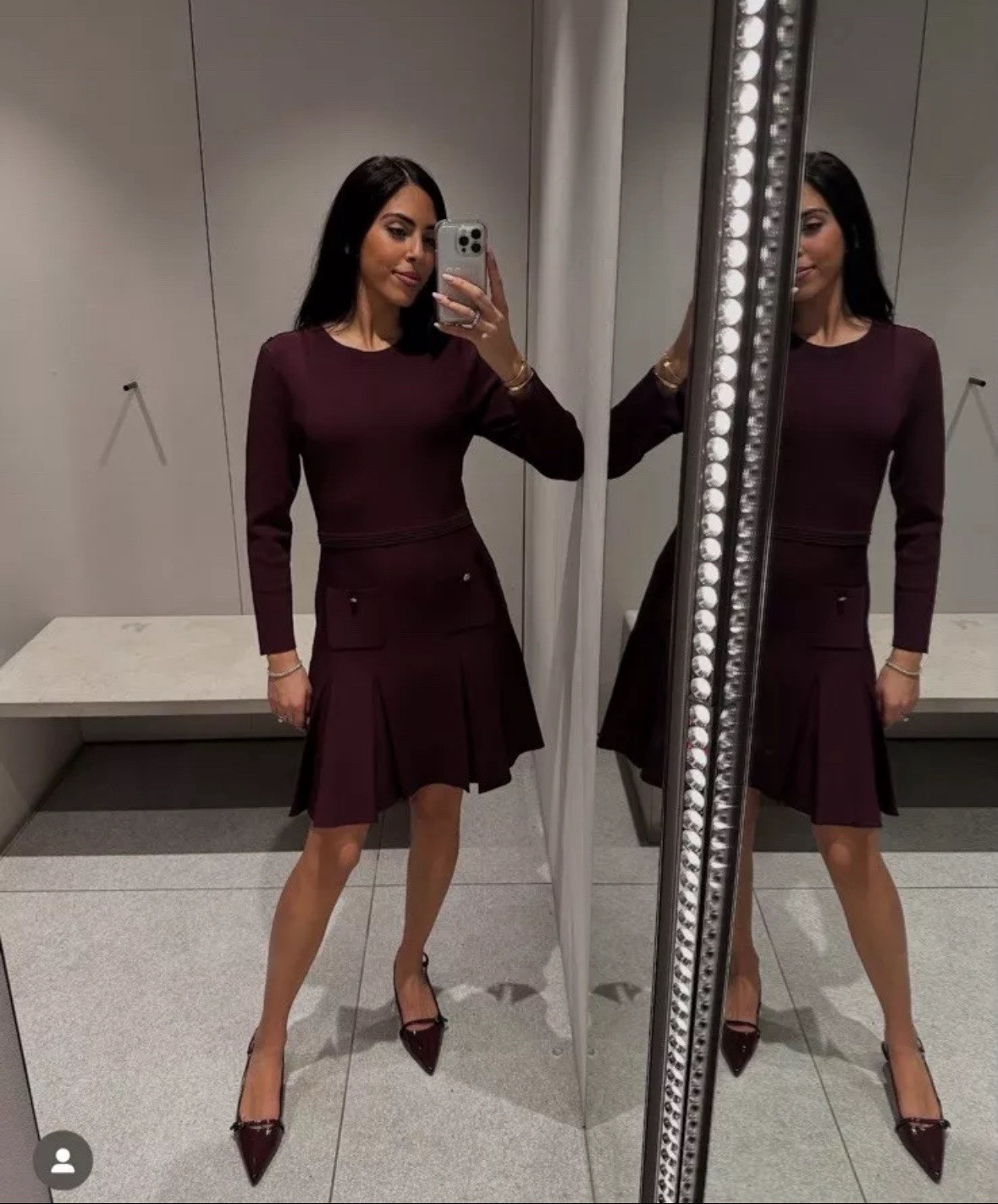 ZARA WOMAN FW24 NWT PLEATED SHORT KNIT DRESS BURGUNDY 2142/269 SIZE S, L,XL