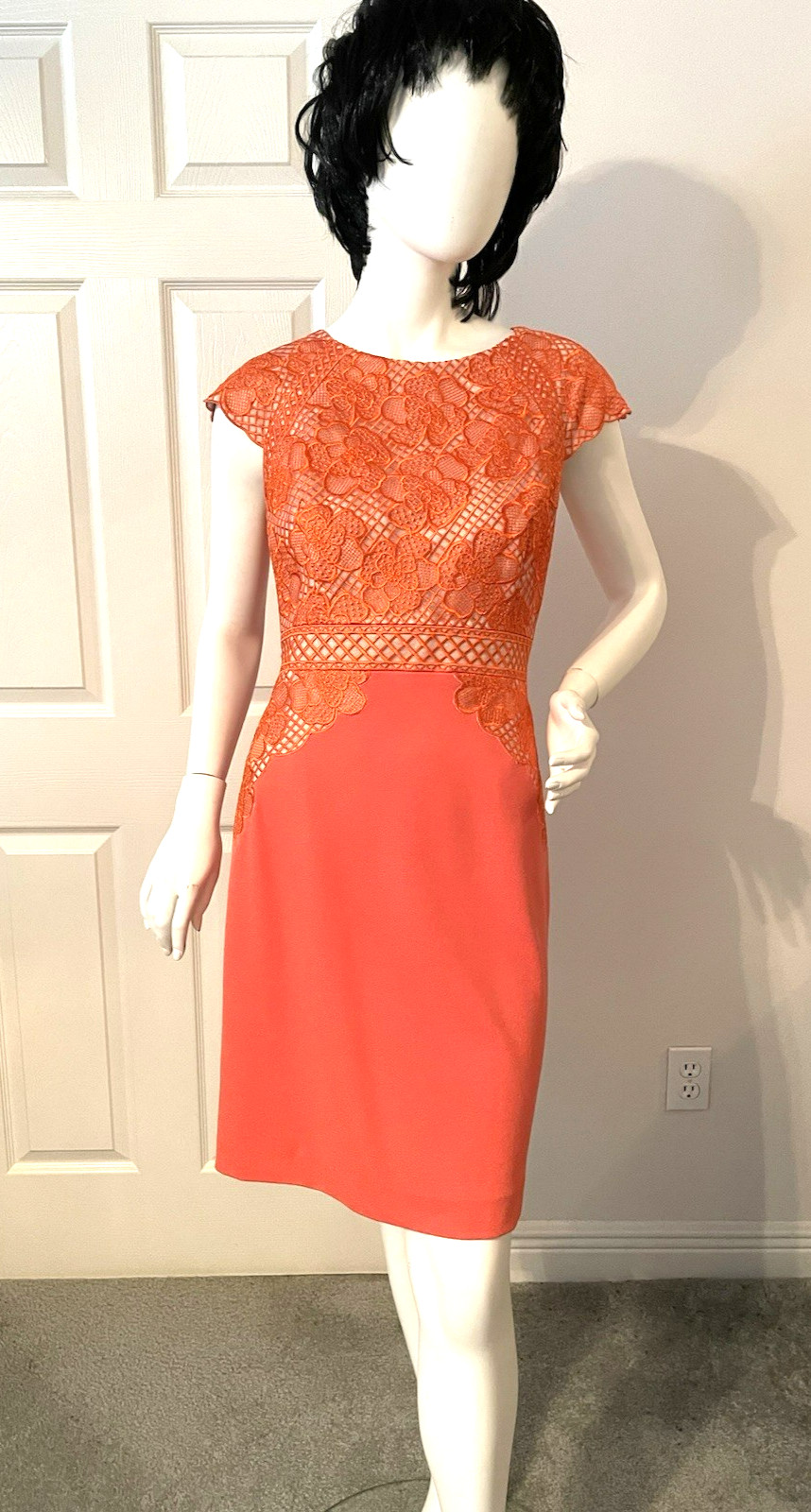 New Antonio Melani “Midori” Style Sheath Dress Clementine Color, Sz 8