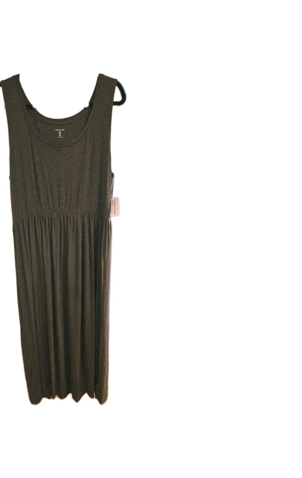 New Women’s XL Amazon Essentials Dark Gray Long Sleeveless Maxi Dress NWT