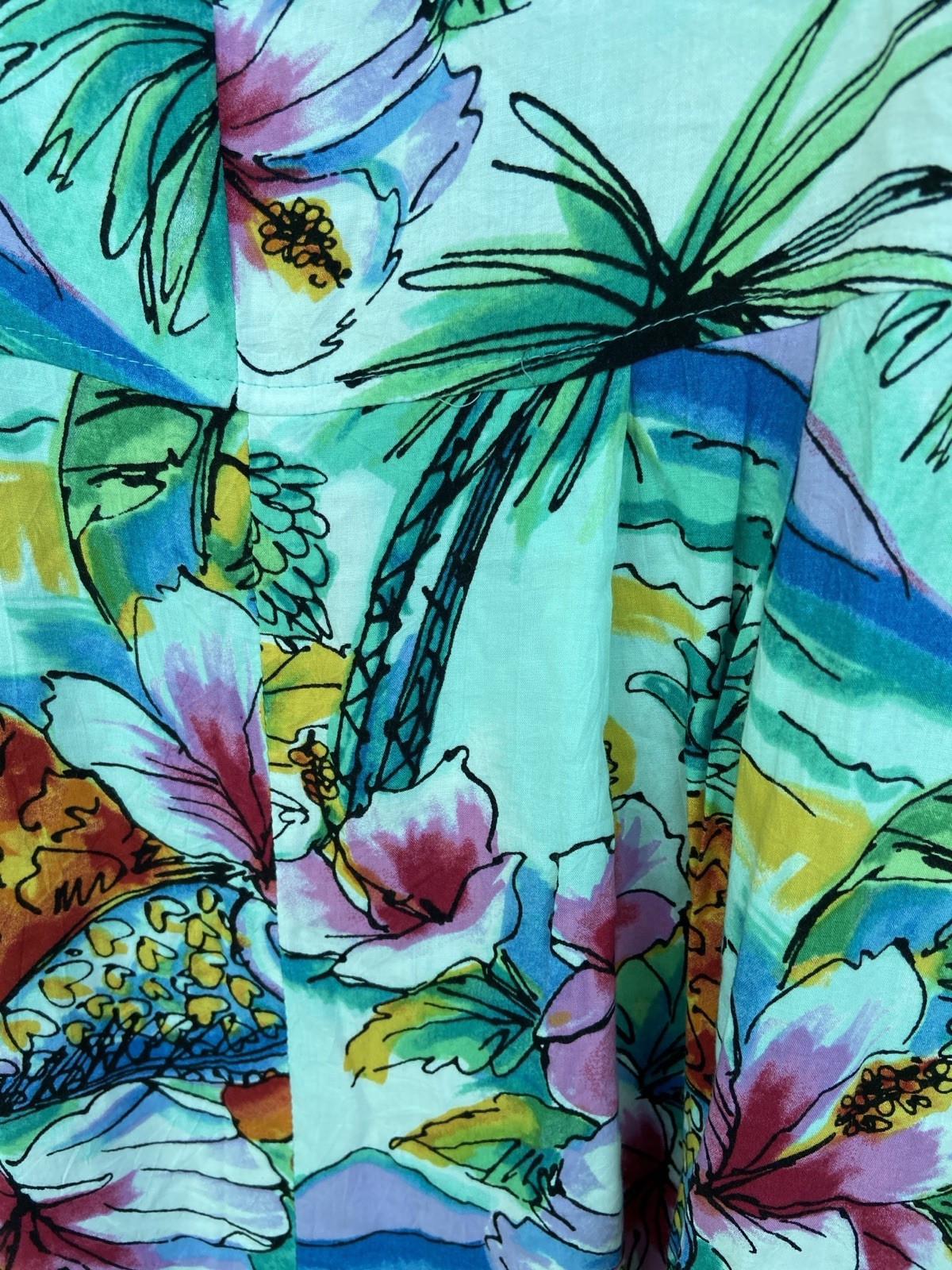 Vintage Jams World Shellbiscus Sleeveless Dress Maxi Tropical Floral Size Large