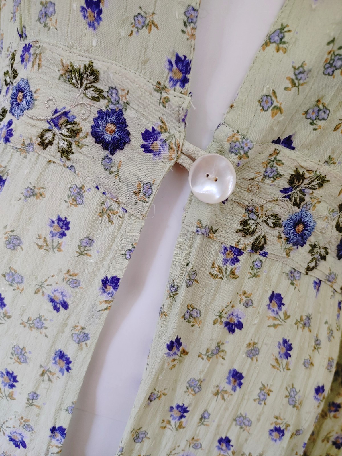 90s Vintage April Cornell Ditsy Floral Prairie Cottage Duster dress Midi M