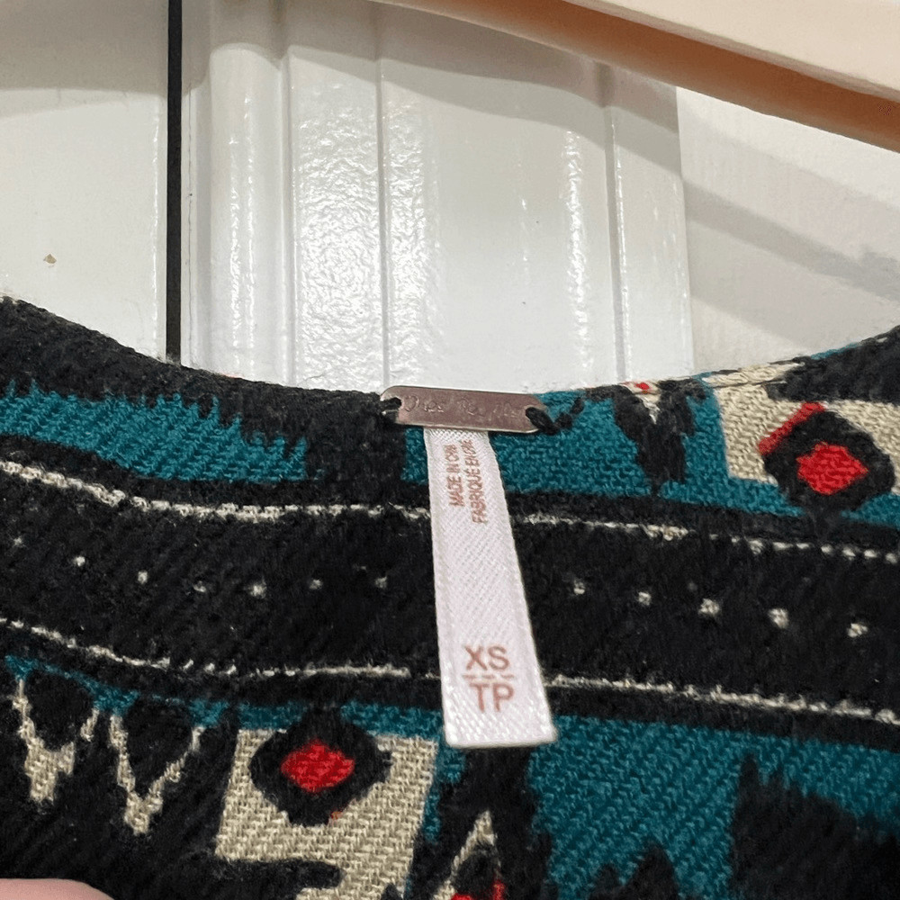 Free People Multicolor Bow and Arrow Boho Henley Dress Size XS $128