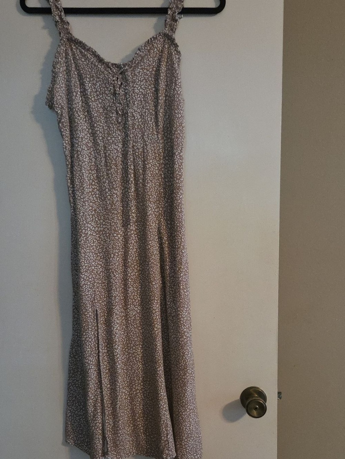 Japna Beige Printed Maxi Slip Dress