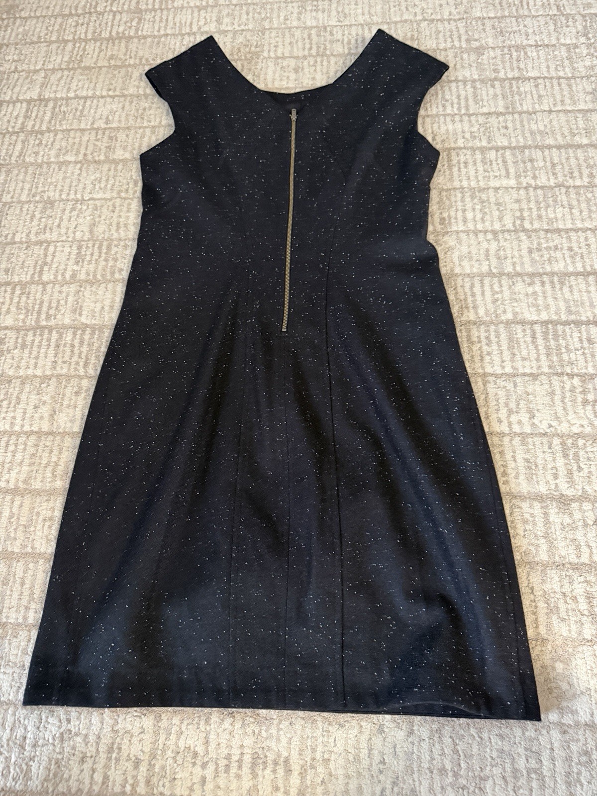 Helmut Lang Wool Blend Dress Cris Cross Front Black With White Speckles Size 4