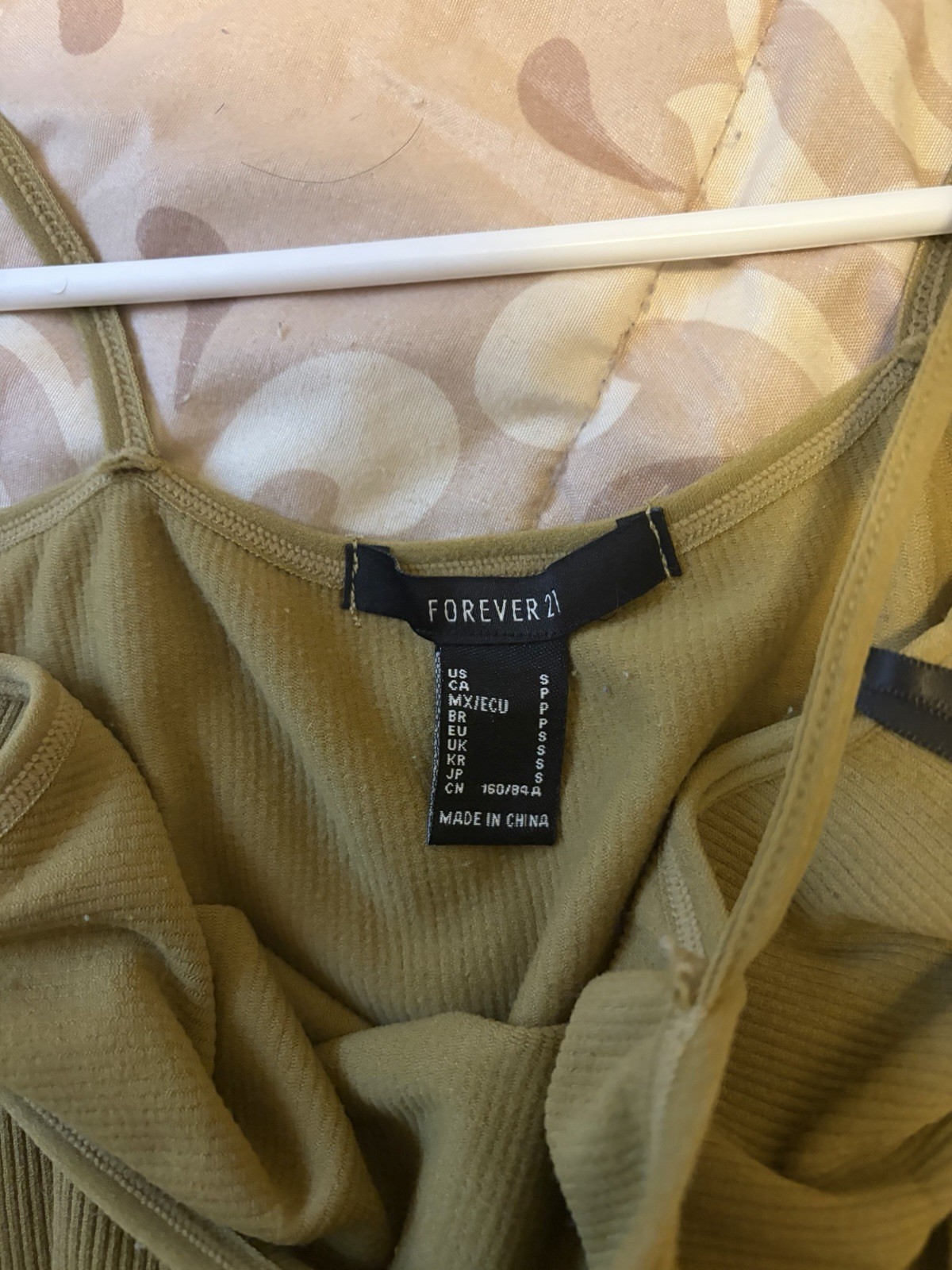 Forever21 Ribbed Spaghetti Strap Stretch Body-con Olive Green Dress