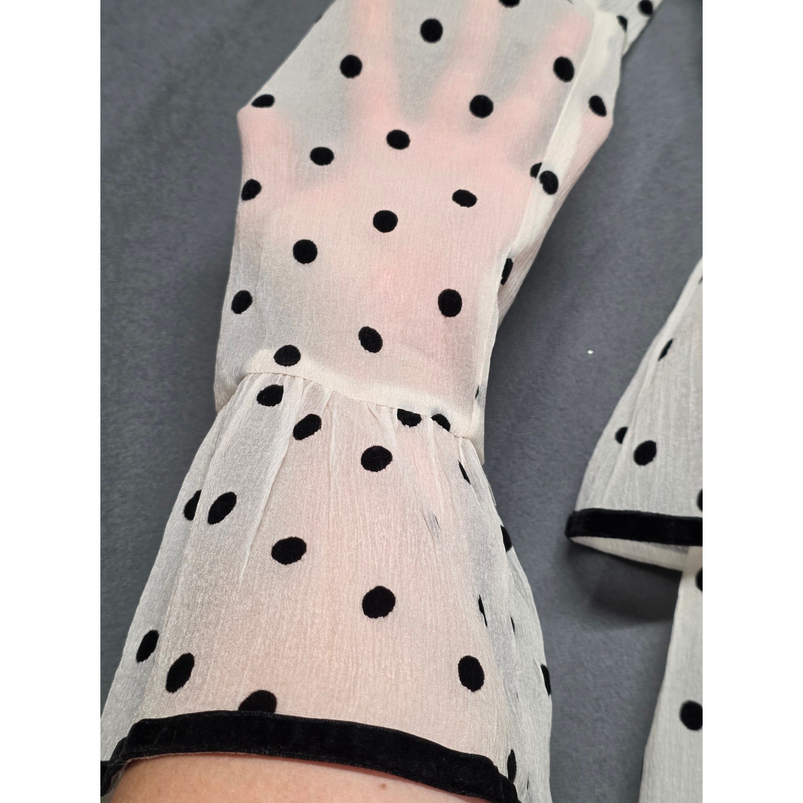 Sofie The Label Tiered Ruffle Mini Dress Polka Dot Romantic Bell Sleeve Small