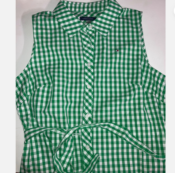 Tommy Hilfiger Button Front Woven Cotton Dress Womens Size 8 Plaid