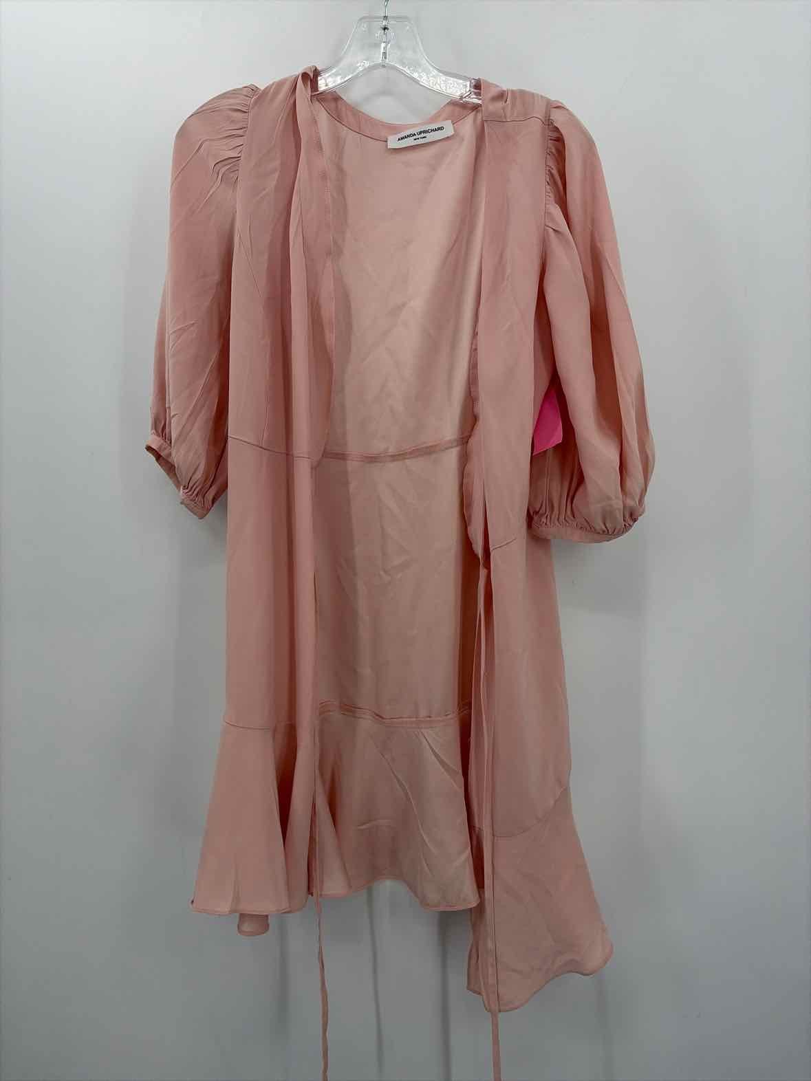 Pre-Owned Amanda Uprichard Pink Size Small Wrap Knee Length Long Sleeve Dress