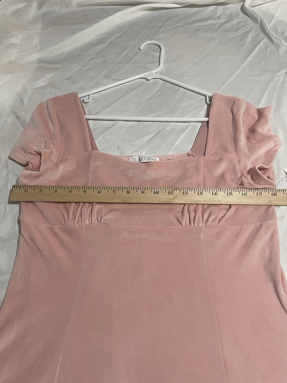 NWT Planet Gold Large Women’s Silver Pink Dress Velvety Soft Cute Back