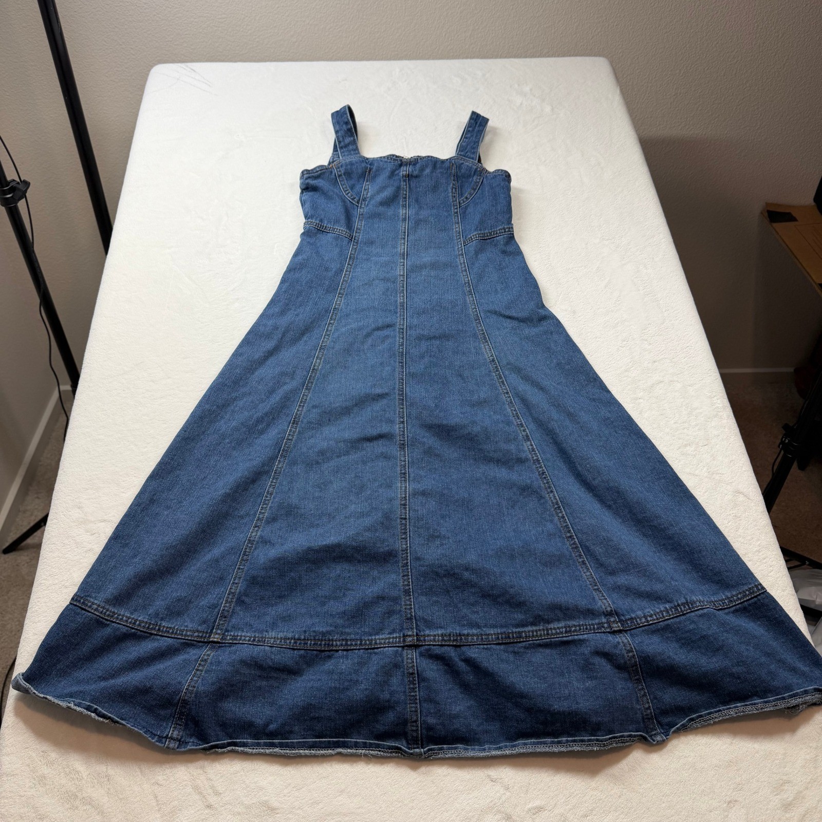 Dazy Denim Midi Dress Women Size M Blue Good Panelled Fit and Flare