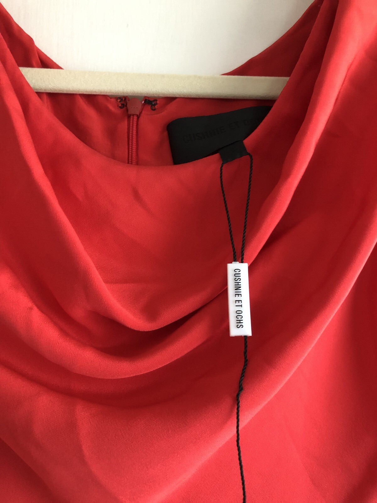 Cushnie Et Ochs Red Silk Draped Neck Cocktail Mini Dress Size 8