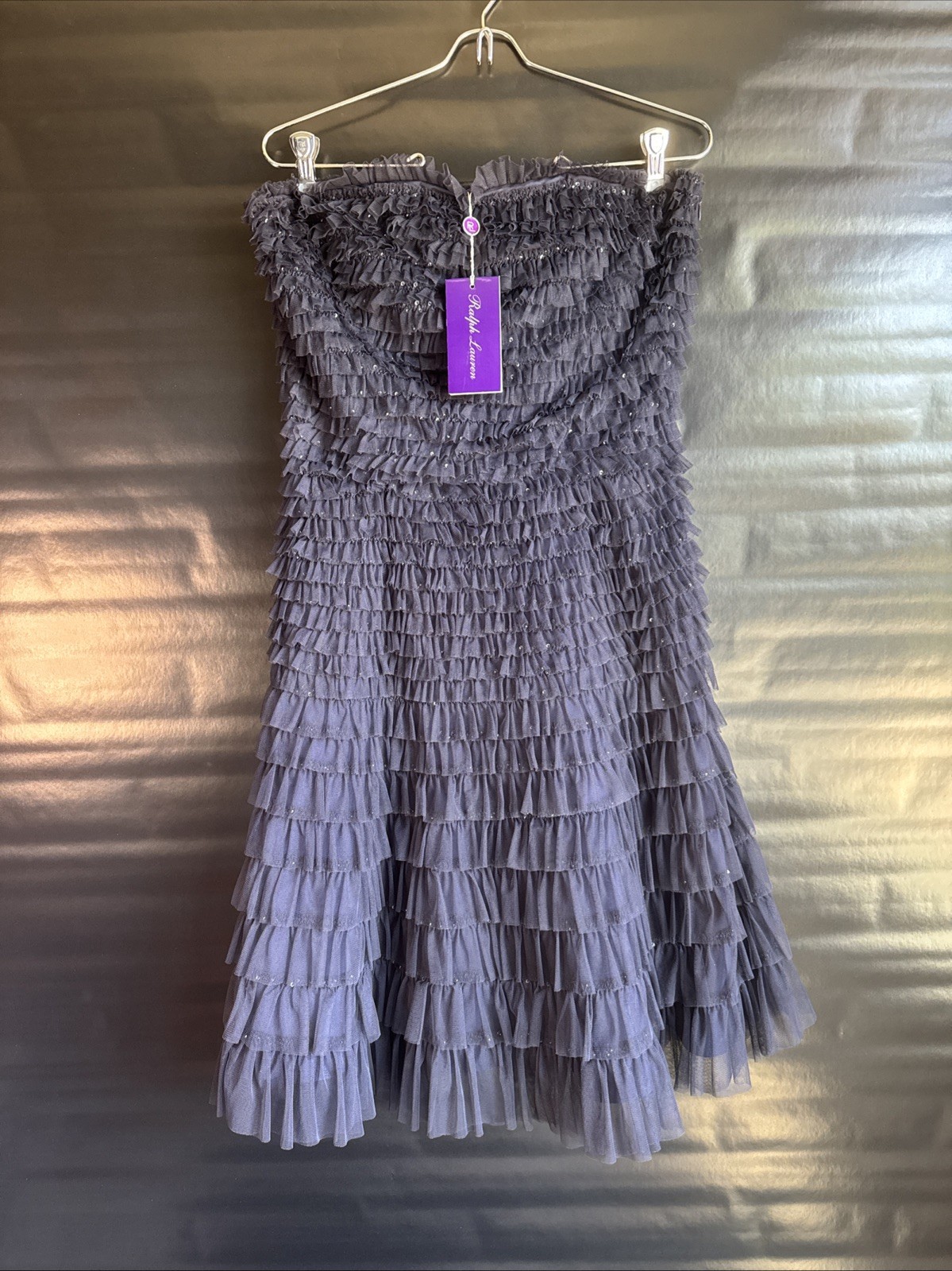 Ralph Lauren Purple Label Jordynn Sequined Tulle Dress- Size 6 Deep Navy $4,900