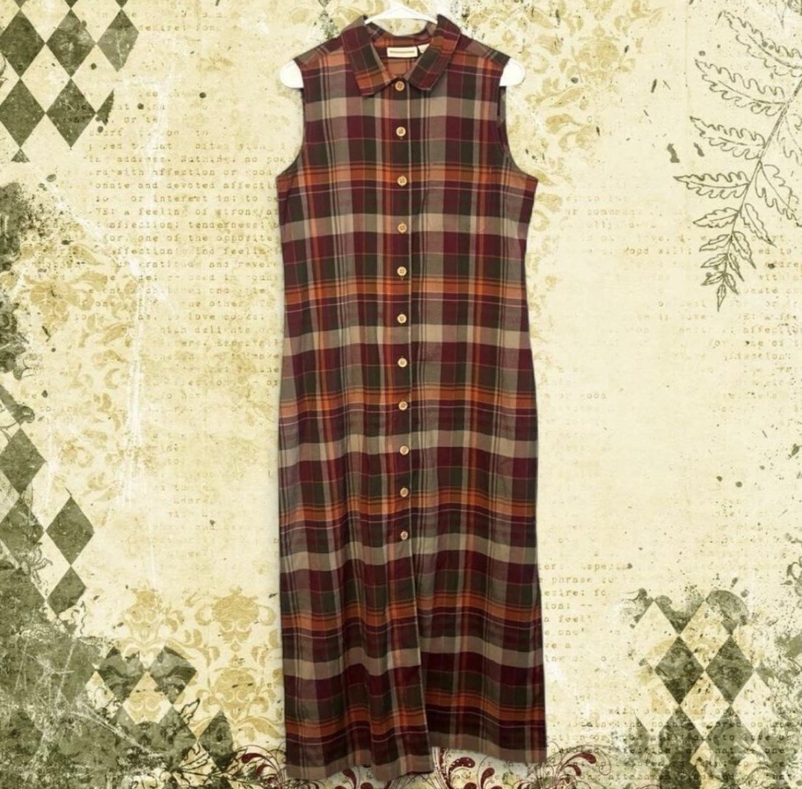 Cottagecore Plaid Mori Y2K Academia Gorp Chic Maxi Button Dress Indie Boho Alt