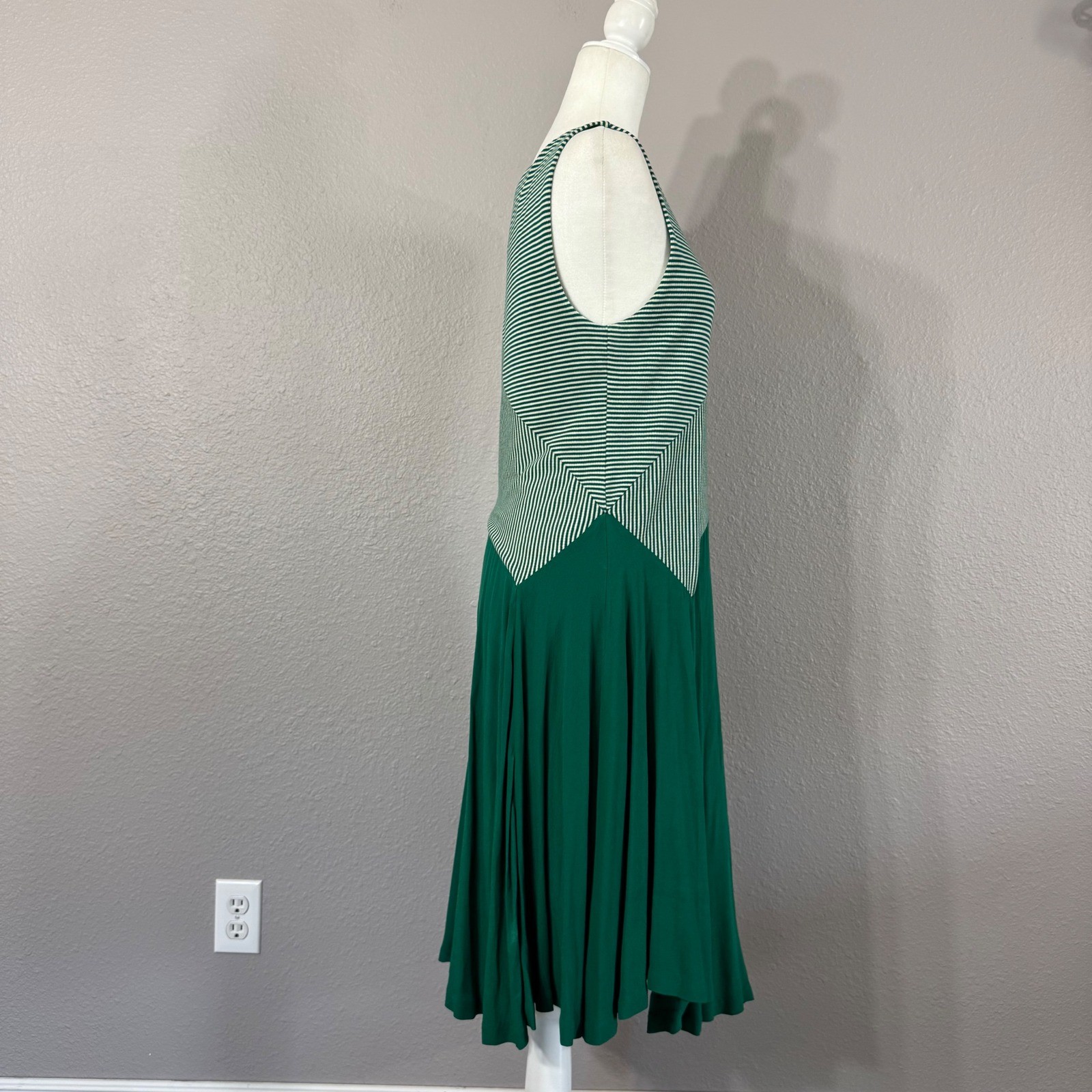 Maeve Anthropologie Size M Cameron Green Striped Asymmetric Hem Midi Dress