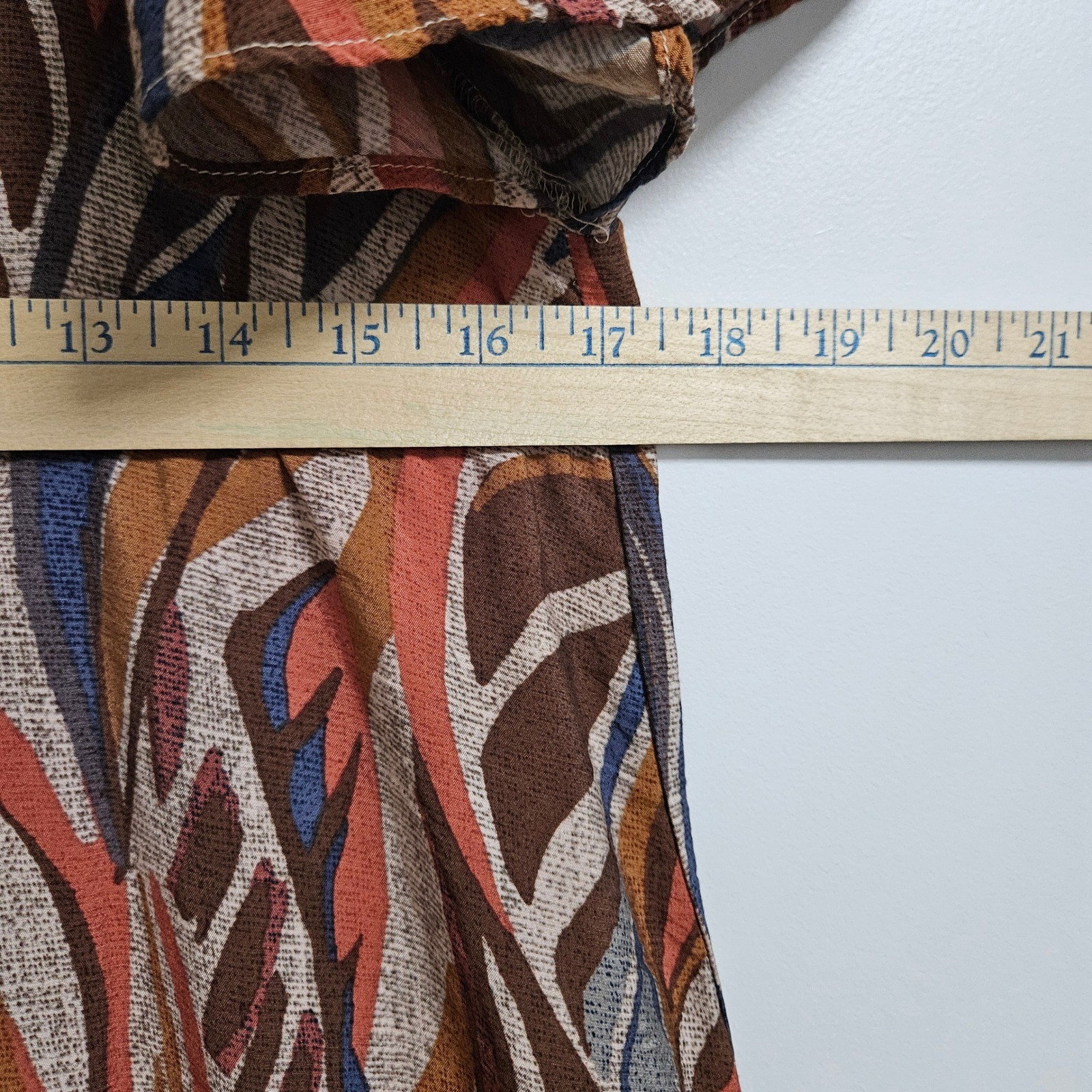Boho Mini Robbie Bee Dress Womens Sm Multi Abstract Leaf Ruffle Hem Off Shoulder