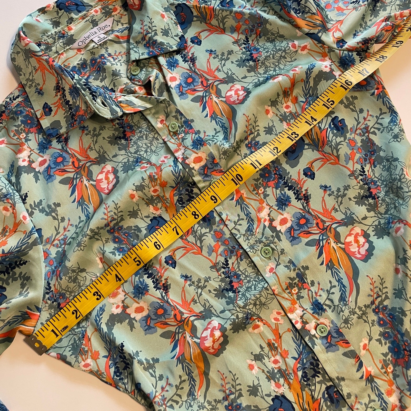 Ophelia Roe Mint Floral Belted Midi Shirt Dress Womens Size Small Shirtdress