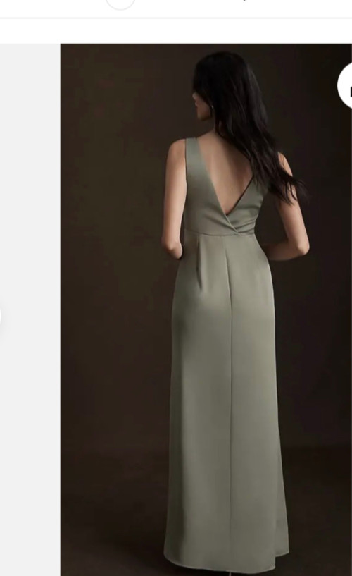 Anthropologie BHLDN Piper Satin Draped V-Neck Gown Maxi Dress Moss Green 6