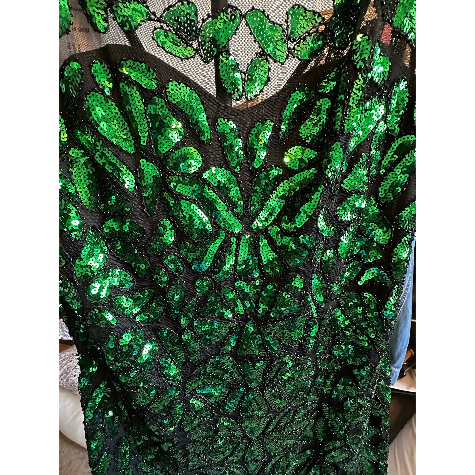 PrettyGuide Roaring 20s Flapper Dress NWT Green Black Sequin Gatsby XL