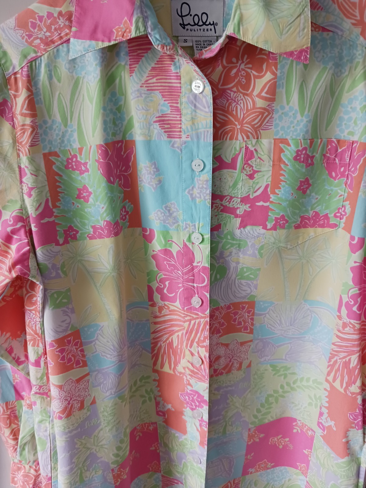 Vintage Lilly Pulitzer White Label Patchwork Dress RARE Tropical