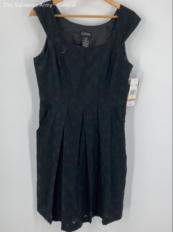K Studio Collection Womens Black Geometric Sleeveless A-Line Dress Size 12