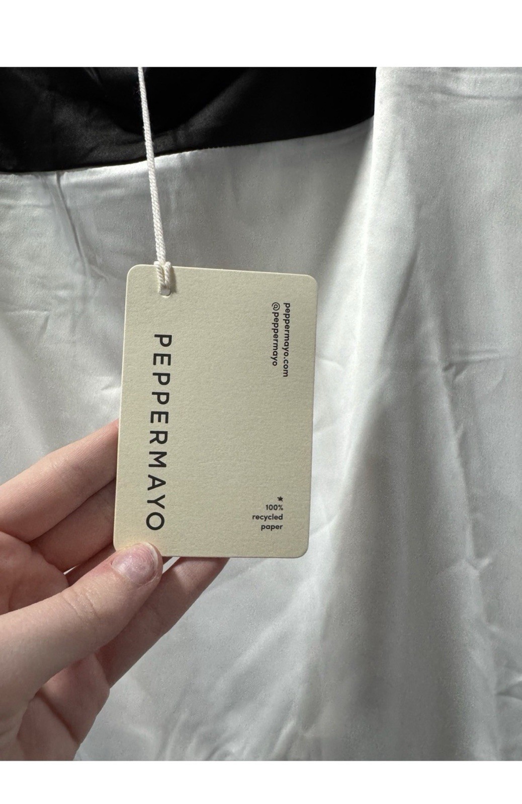 Peppermayo Odette Satin Mini Dress Colorblock Black/White Square Neck Size 8