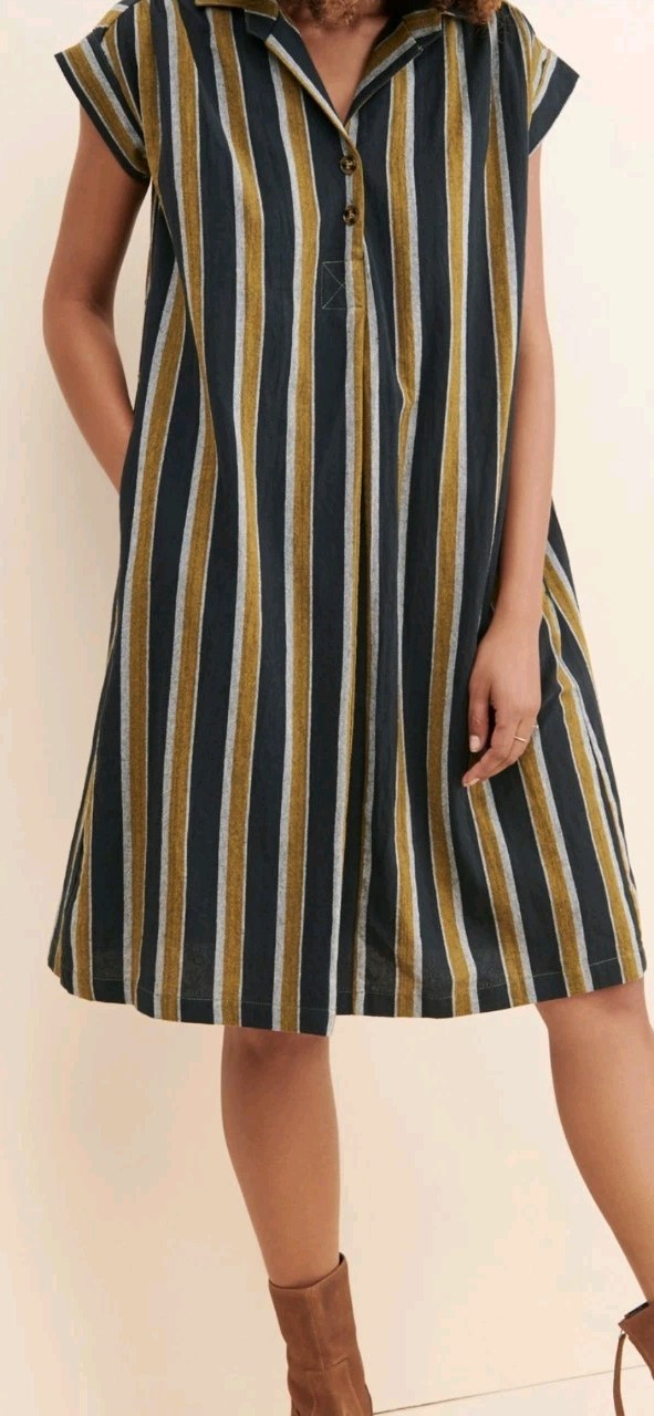 Effortless Elegance: Saint Geraldine 100% Cotton Striped Tunic Dress S