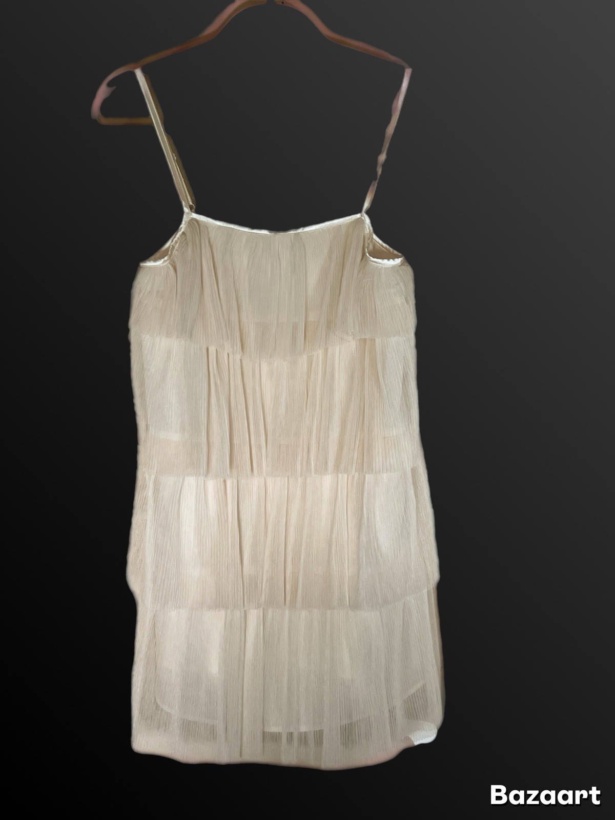Idem Ditto Women’s Formal Sleeveless Ruffle Mini Dress Size Small Cream Chiffon