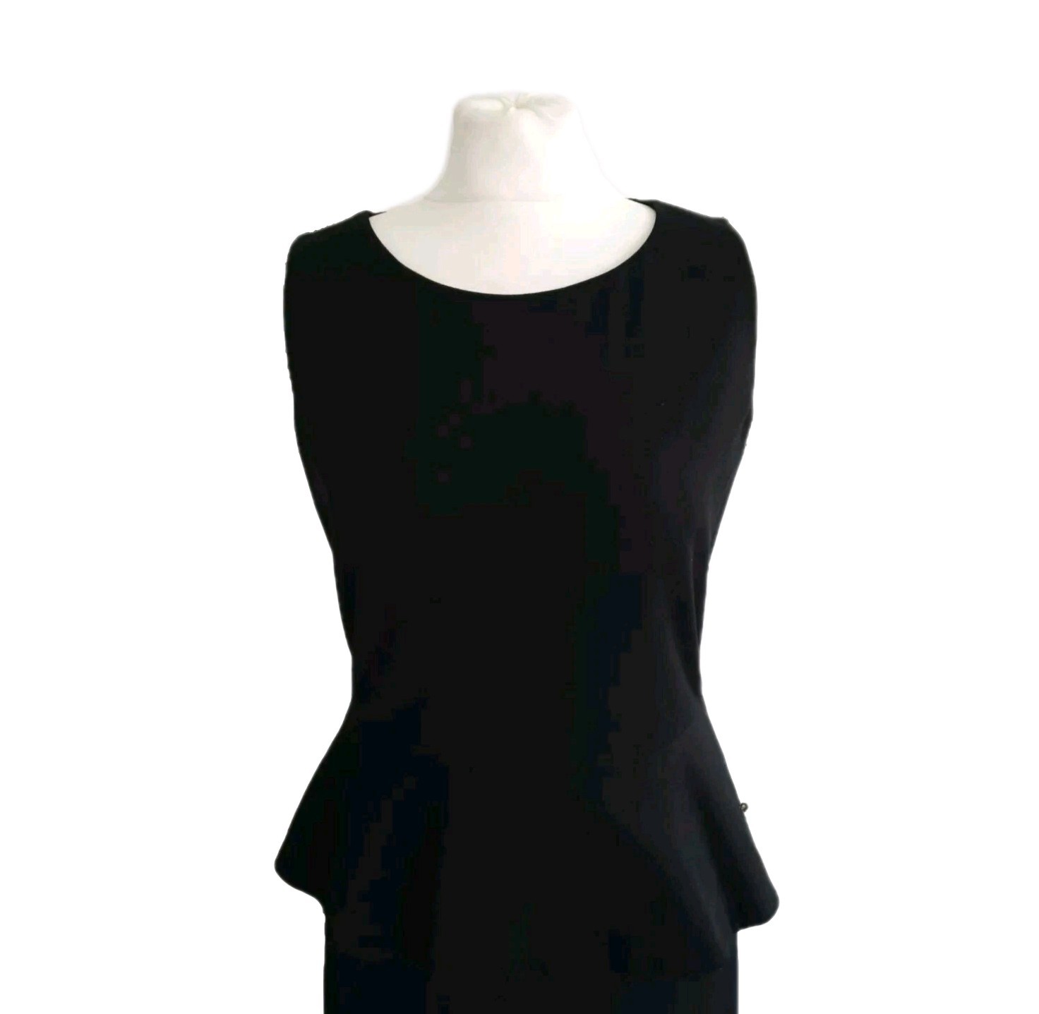 Hobbs London Peplum Sheath Dress UK 10 Ponte Knit Black Classic Sleeveless Women