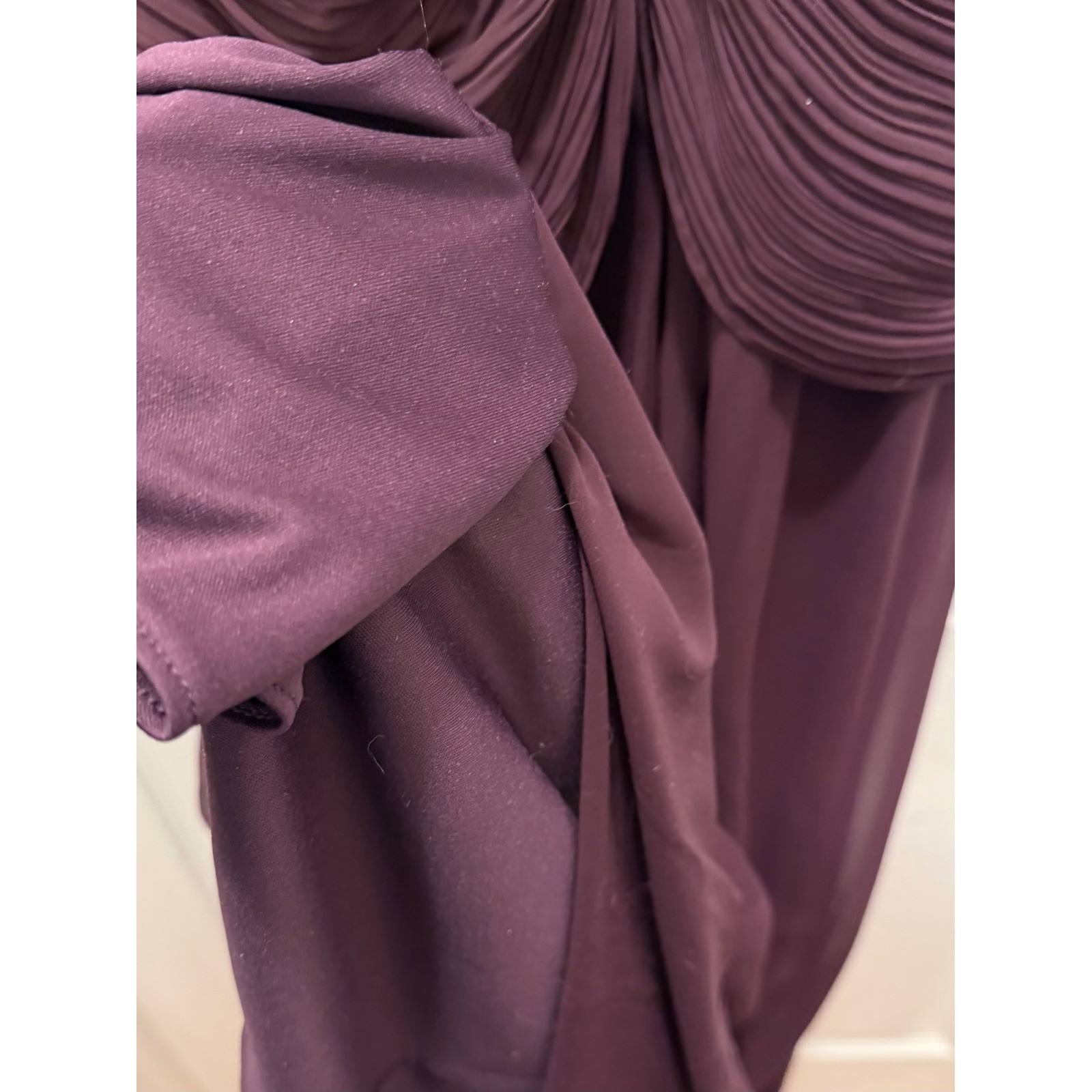 NWT Davids Bridal Eggplant Purple Chiffon Pleated Gown Mother of Bride Womens 18