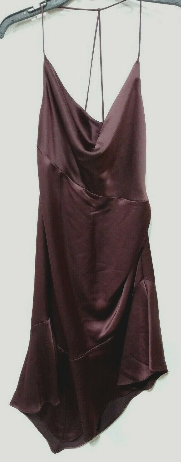 Parker Black Edyth Asymmetric Satin Dress -Maroon- Size 2(check description) NWT