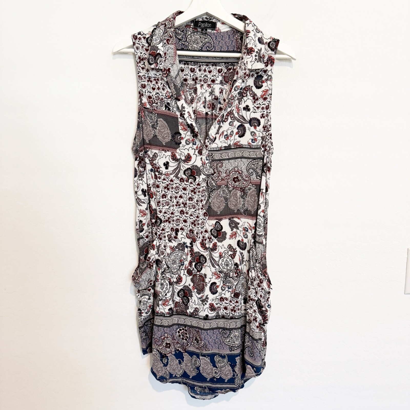 Papillon Floral Paisley Tunic Mini Dress Boho Bohemian Summer Lagenlook XL