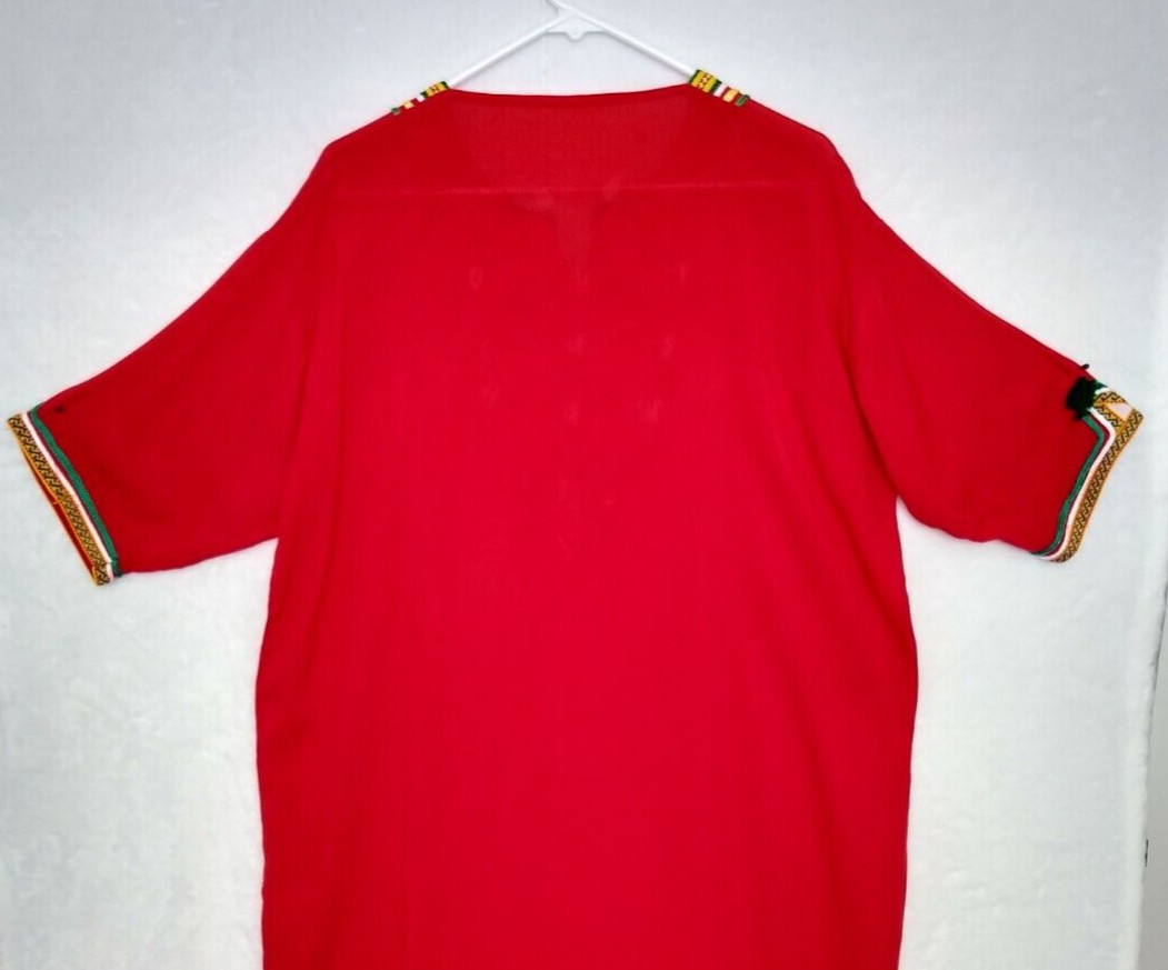 Moroccan Kaftan Gandoura Berber Clothes Handmade Dress Bohemian Red Ribbon Women