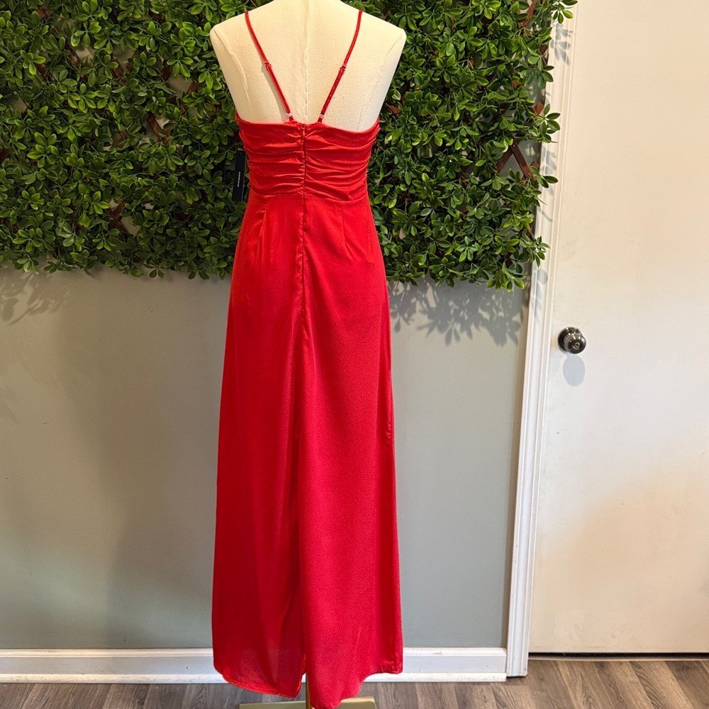 Renata Red Print Satin Dress