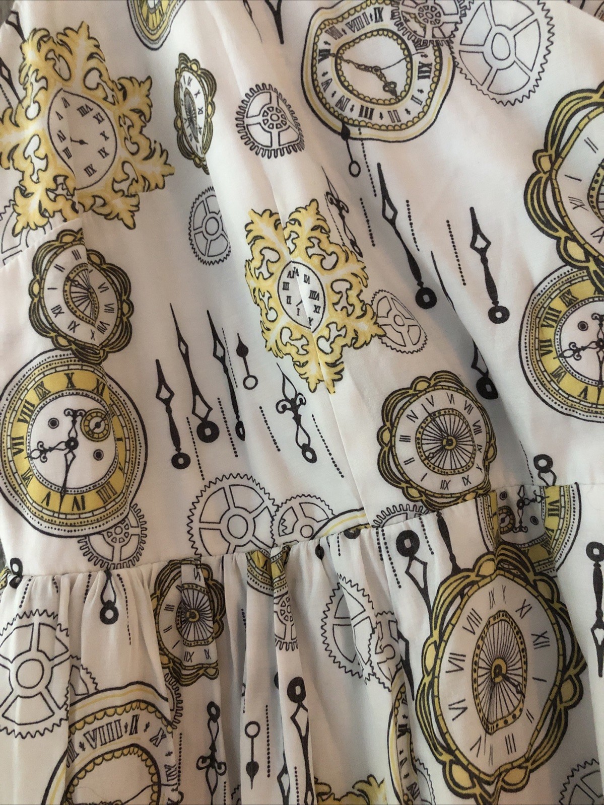 Bea & Dot for Modcloth Womens Clock Gears Fit Flare Pleated Teacher Dress Sz 2X