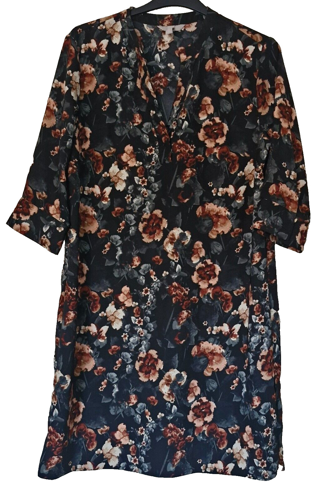 H&M Floral Dress Size 18 Half Sleeve Lightweight Approx Knee Length Open Neck