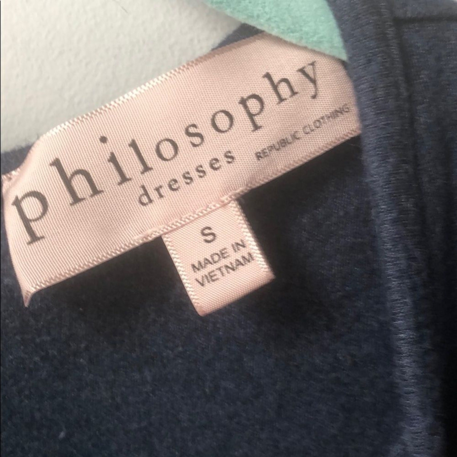 Philosophy navy rayon & spandex blend heather business casual dress S