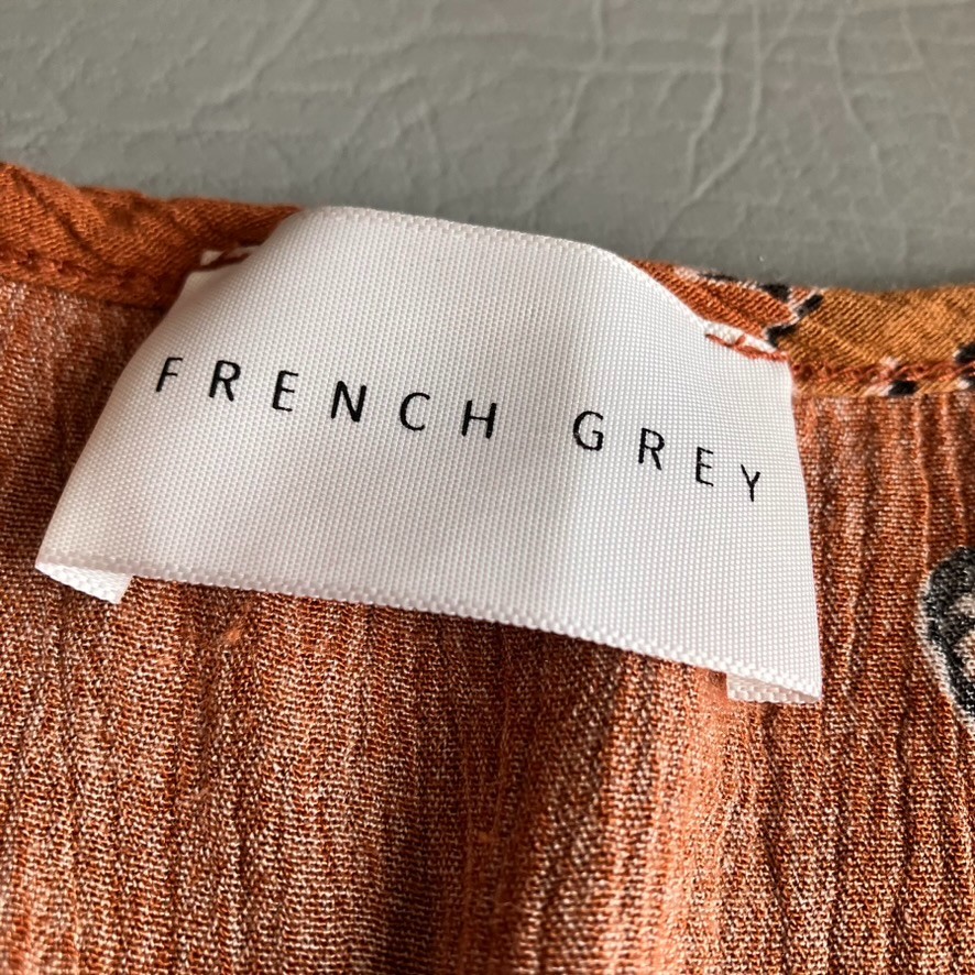 French Grey Stitchfix Brown Floral Cottagecore Midi Dress Crinkle Size Small