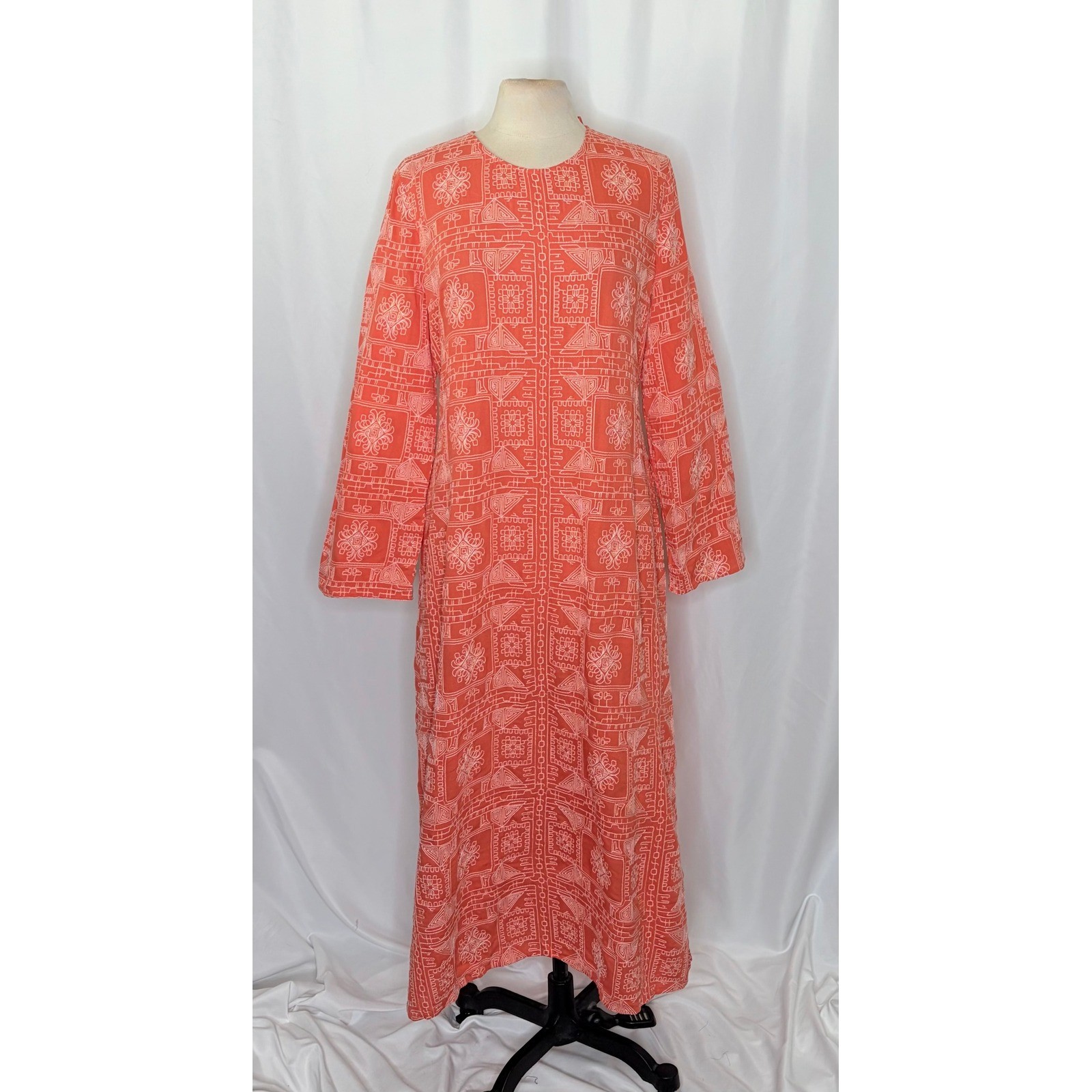 NWT!! ZARA Embroidered Dress Orange Vacation Beach Open Back Blogger Favorite XL