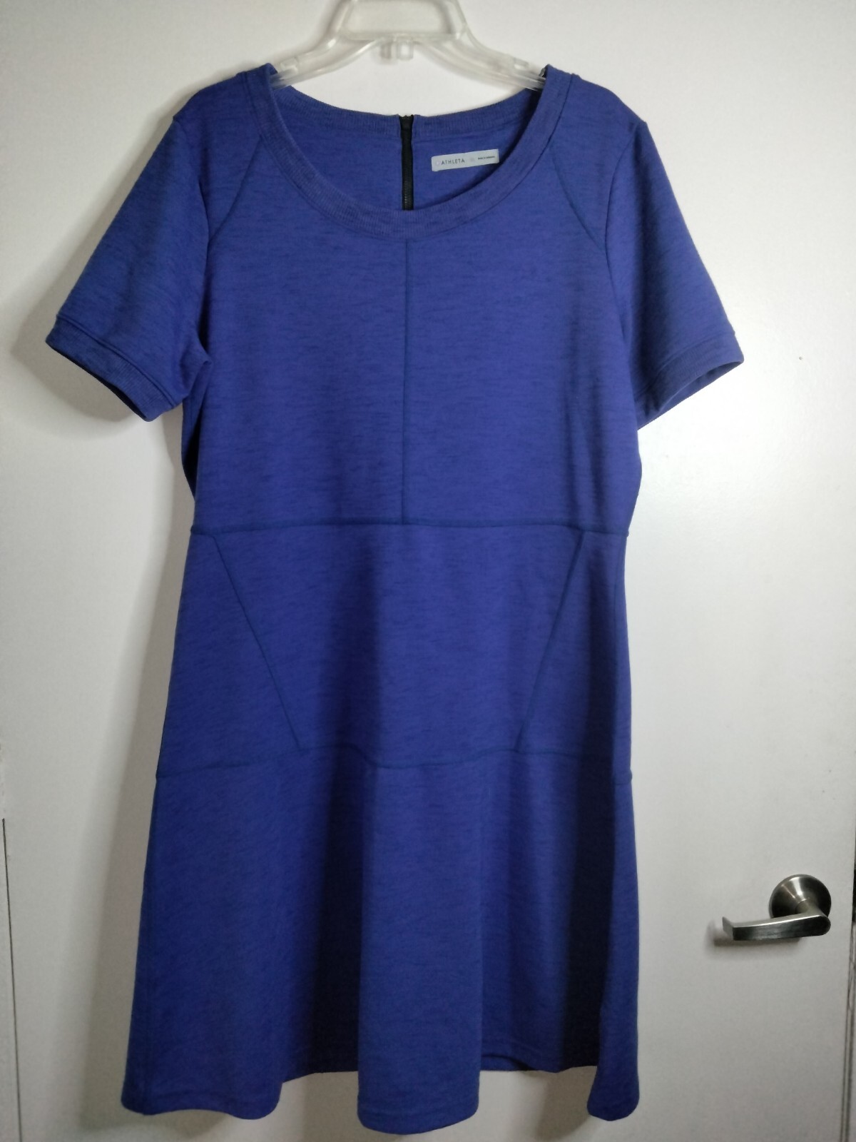 Athleta Size XL Purple Scoop Neck Stretch En Route Fit & Flare SS Sweater Dress