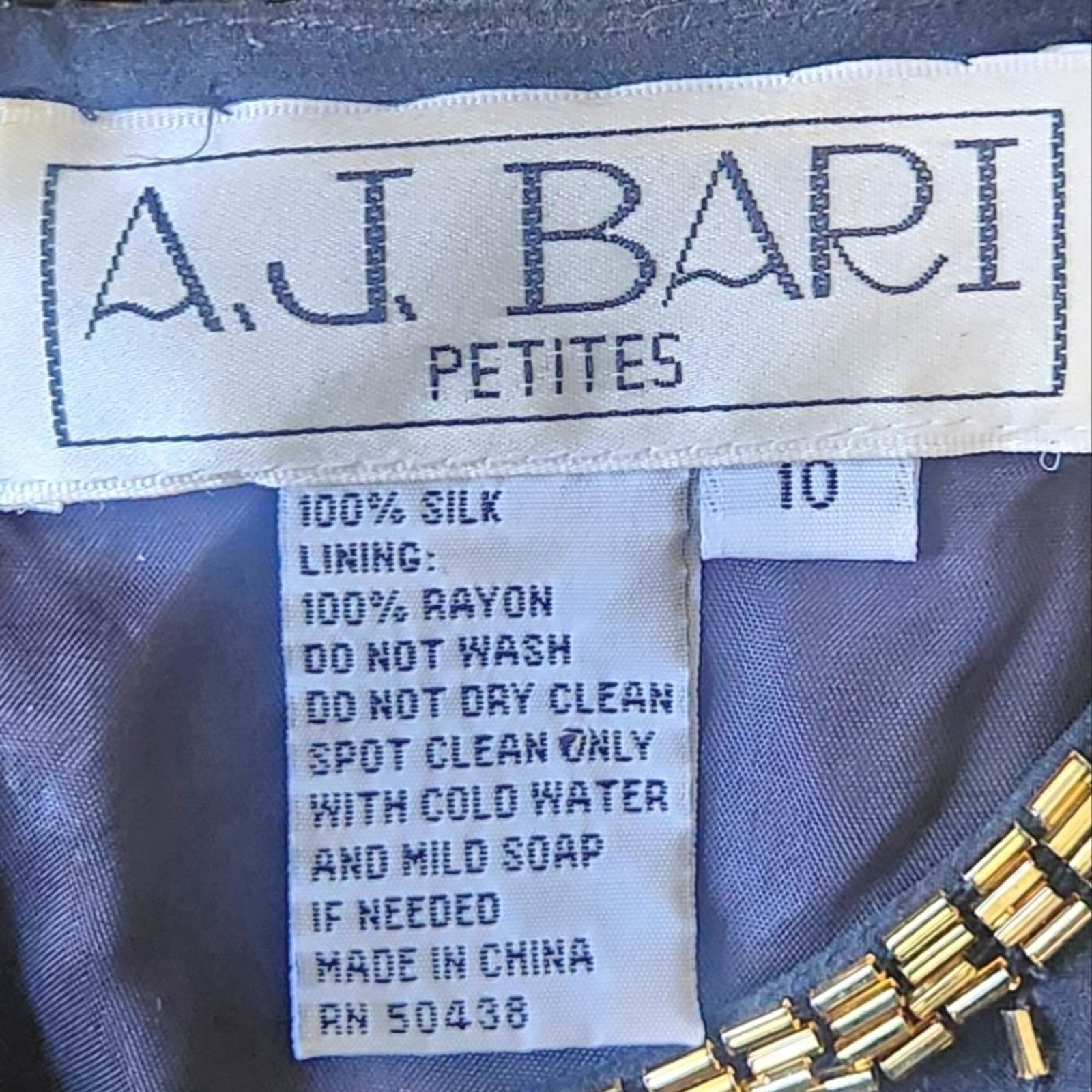A.J. BARI Vintage 1980s Silk Beaded Sheath Dress – Size 10