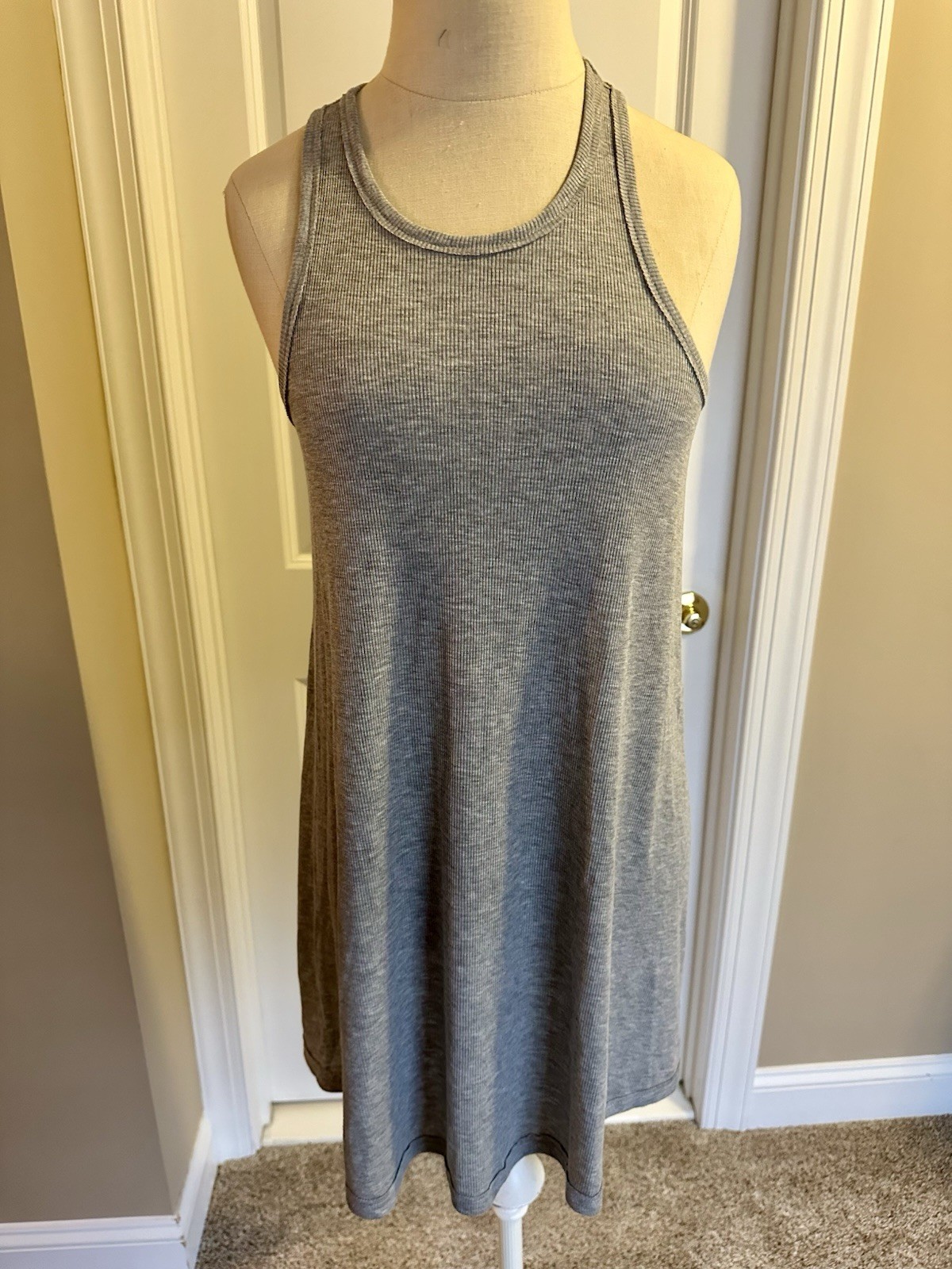 Free People Beach – Dress Heather Grey Ribbed Tank Mini A-Line Size S/P