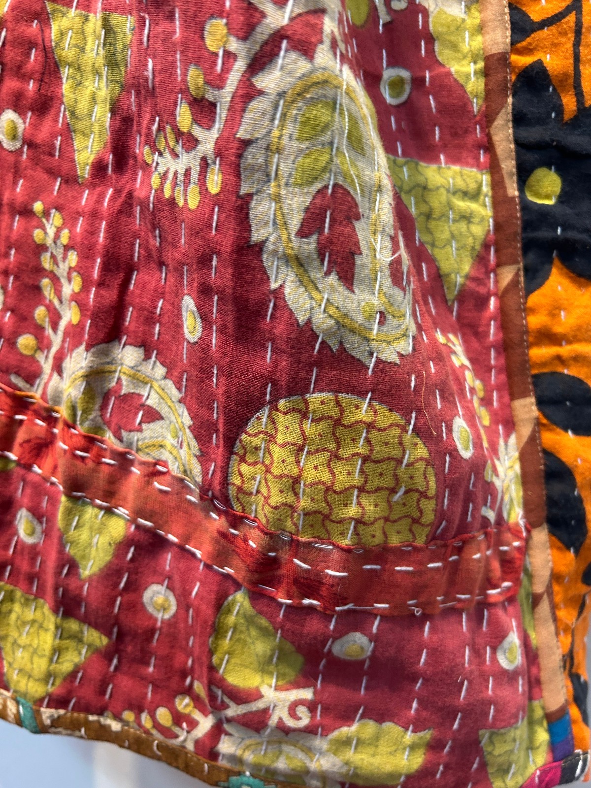Nw FUNKY STUFF hippy boho vintage cotton pocket kantha maxi reversible DRESS 1X